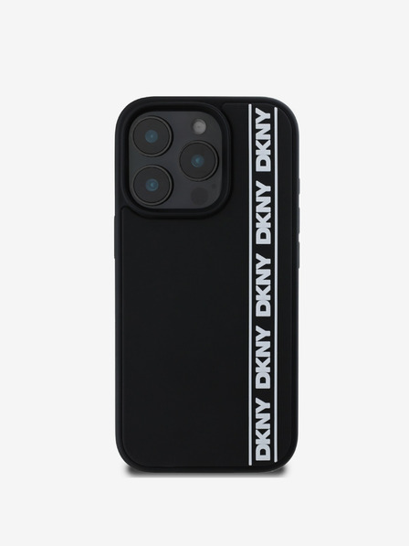 DKNY DKNY 3D Rubber Repeat Logo Line Back Cover für iPhone 16 Pro Max Schwarz