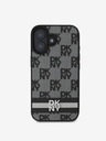 DKNY DKNY PU Leder Checkered Pattern und Stripe Back Cover für iPhone 16 Schwarz