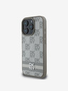 DKNY DKNY PU Leder Karomuster und Streifen Rückseitenschutz für iPhone 16 Pro Max Beige