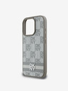 DKNY DKNY PU Leder Karomuster und Streifen Rückseitenschutz für iPhone 16 Pro Max Beige