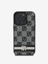 DKNY DKNY PU Leder Checkered Pattern und Stripe Back Cover für iPhone 16 Pro Max Schwarz