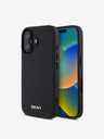 DKNY DKNY PU Leder Silber Metall Logo Magsafe Rückseite für iPhone 16 Plus Schwarz