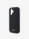 DKNY DKNY PU Leder Silber Metall Logo Magsafe Rückseite für iPhone 16 Plus Schwarz