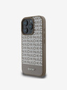DKNY DKNY PU Leather Repeat Pattern Bottom Stripe MagSafe Rear Cover for iPhone 16 Pro Brown