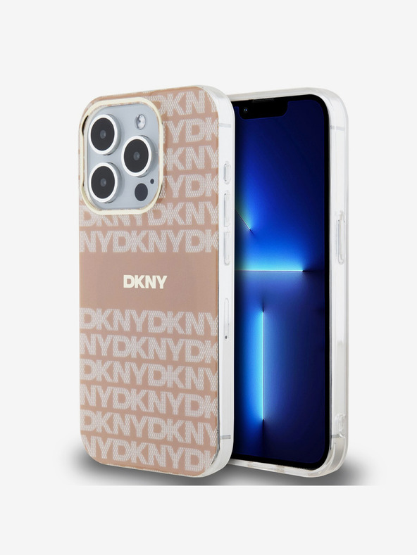 DKNY PC/TPU Repeat Pattern Tonal Stripe Magsafe Back Cover für iPhone 13 Pro Pink DKNY