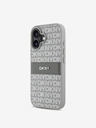 DKNY DKNY PU Leder Repeat Pattern Tonal Stripe Back Cover für iPhone 16 Beige