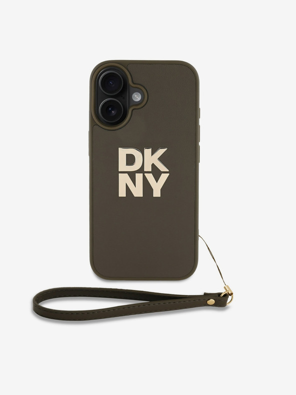 DKNY DKNY PU Leder Stack Logo Handgelenkband Schutzhülle für iPhone 16 Grün