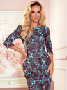 numoco Kleid mit Taschen - blaue Blätter Numoco JOLA