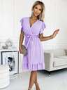 numoco Kleid mit Rüschen, Halsausschnitt und Bindeband - heather Numoco CORNELIA