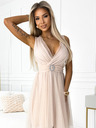 numoco Tüllkleid mit Dekolleté und Zierschließe - beige Numoco OLGA