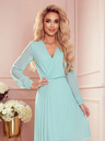numoco Langärmeliges Kleid mit Plissee-Ausschnitt - Mint Numoco ISABELLE