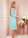 numoco Langärmeliges Kleid mit Plissee-Ausschnitt - Mint Numoco ISABELLE