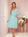 numoco Langärmeliges Kleid mit Plissee-Ausschnitt - Mint Numoco ISABELLE