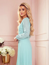 numoco Langärmeliges Kleid mit Plissee-Ausschnitt - Mint Numoco ISABELLE