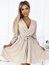 numoco Damenkleid mit Ausschnitt und Gürtel - beige Numoco BINDY