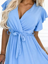 numoco Kleid mit Rüsche, Ausschnitt und Bindeband - hellblau Numoco CORNELIA