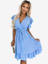 numoco Kleid mit Rüsche, Ausschnitt und Bindeband - hellblau Numoco CORNELIA