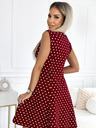 numoco Kleid mit Rautenausschnitt aus Baumwolle - burgunderrot mit Tupfen Numoco STELLA