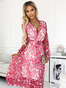 numoco Kleid mit Ausschnitt und langen Ärmeln - rosa Wolle - Netz Numoco ENRICA