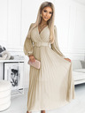 numoco Gürtelkleid mit Gürtel und Ausschnitt - beige Numoco KLARA