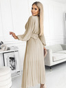 numoco Gürtelkleid mit Gürtel und Ausschnitt - beige Numoco KLARA