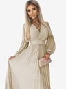 numoco Gürtelkleid mit Gürtel und Ausschnitt - beige Numoco KLARA