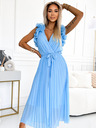 numoco Plissiertes Midikleid aus Chiffon mit herzförmigem Ausschnitt und zarten Rüschen - hellblau Numoco MIRABELLA