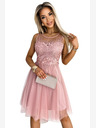 numoco Damenkleid mit Guipure und feinem Tüll - puderrosa Numoco CATERINA
