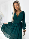 numoco Chiffon-Midikleid mit langen Ärmeln und Ausschnitt - grün Numoco MILA