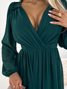 numoco Chiffon-Midikleid mit langen Ärmeln und Ausschnitt - grün Numoco MILA