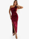 numoco Langes Kleid aus Satin mit einer Schulter und Rosen - bordeauxfarben Numoco AURORA