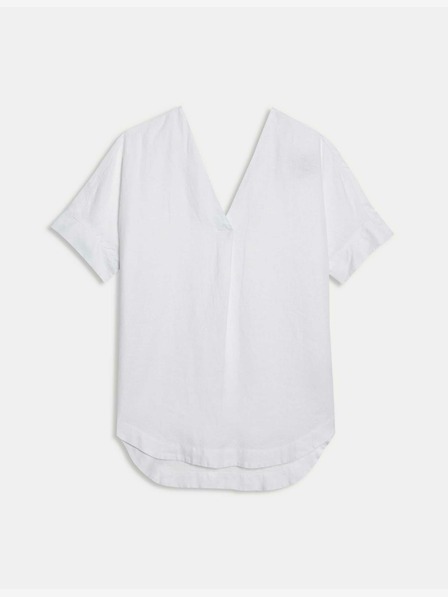 Marks & Spencer Locker sitzende Überbluse mit V-Ausschnitt aus reinem Leinen Marks & Spencer weiß