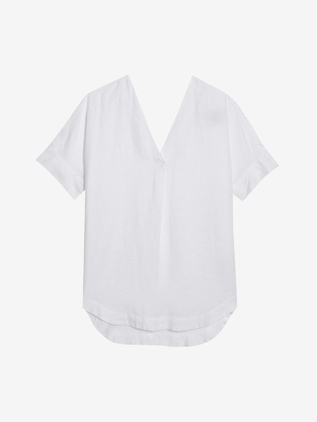 Marks & Spencer Locker sitzende Überbluse mit V-Ausschnitt aus reinem Leinen Marks & Spencer weiß