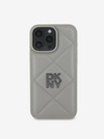 DKNY DKNY PU Leder Gestepptes Stack Logo Rückseite für iPhone 16 Pro Max Grau