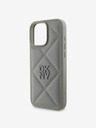 DKNY DKNY PU Leder Gestepptes Stack Logo Rückseite für iPhone 16 Pro Max Grau