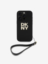 DKNY DKNY PU Leder Stack Logo Handgelenkschlaufe Schutzhülle für iPhone 16 Pro Max Schwarz