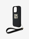 DKNY DKNY PU Leder Stack Logo Handgelenkschlaufe Schutzhülle für iPhone 16 Pro Max Schwarz