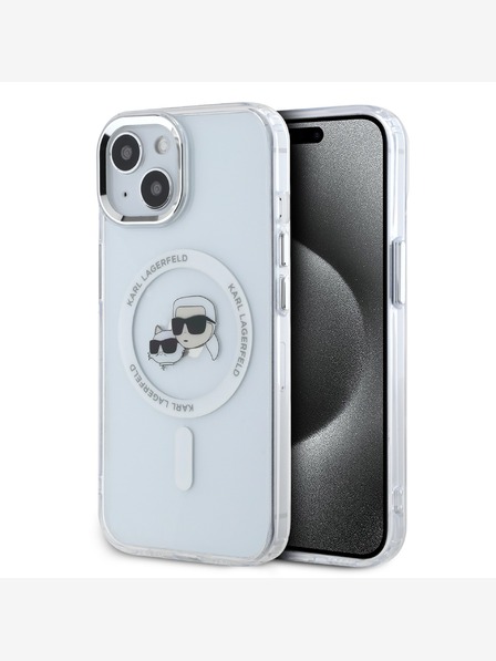 Karl Lagerfeld Karl Lagerfeld IML K&CH Heads Metallrahmen MagSafe Back Cover für iPhone 13 Transparent