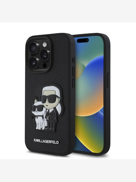Karl Lagerfeld Karl Lagerfeld PU Saffiano Karl und Choupette Schutzhülle für iPhone 15 Pro Schwarz