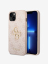 Guess PU 4G Metal Logo Rückseite Hülle für iPhone 15 Pink Handyhülle