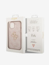 Guess PU 4G Metal Logo Rückseite Hülle für iPhone 15 Pink Handyhülle
