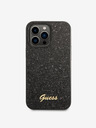 Guess Guess PC/TPU Glitter Flakes Metall-Logo-Rückseite für iPhone 14 Pro Max Schwarz