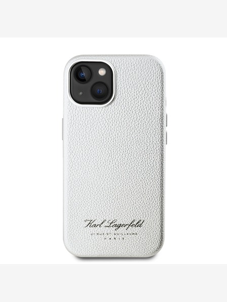 Karl Lagerfeld Genarbtes PU Hotel RSG Back Cover für iPhone 15 Grau Karl Lagerfeld