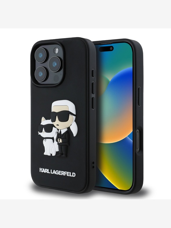 Karl Lagerfeld Karl Lagerfeld PU Saffiano Karl und Choupette Schutzhülle für iPhone 16 Pro Max Schwarz