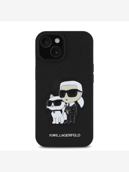 Karl Lagerfeld Karl Lagerfeld PU Saffiano Karl und Choupette Schutzhülle für iPhone 15 Schwarz