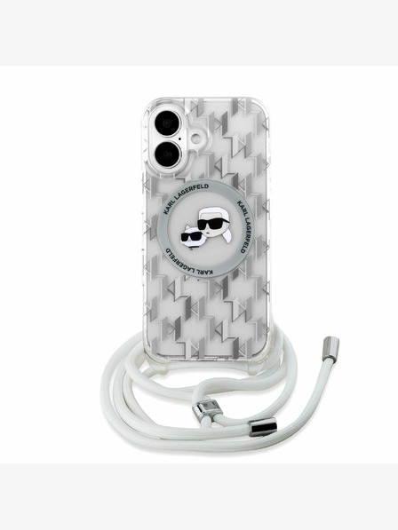 Karl Lagerfeld Karl Lagerfeld IML Monogram Crossbody K&CH Heads MagSafe Back Cover für iPhone 16 Transparent