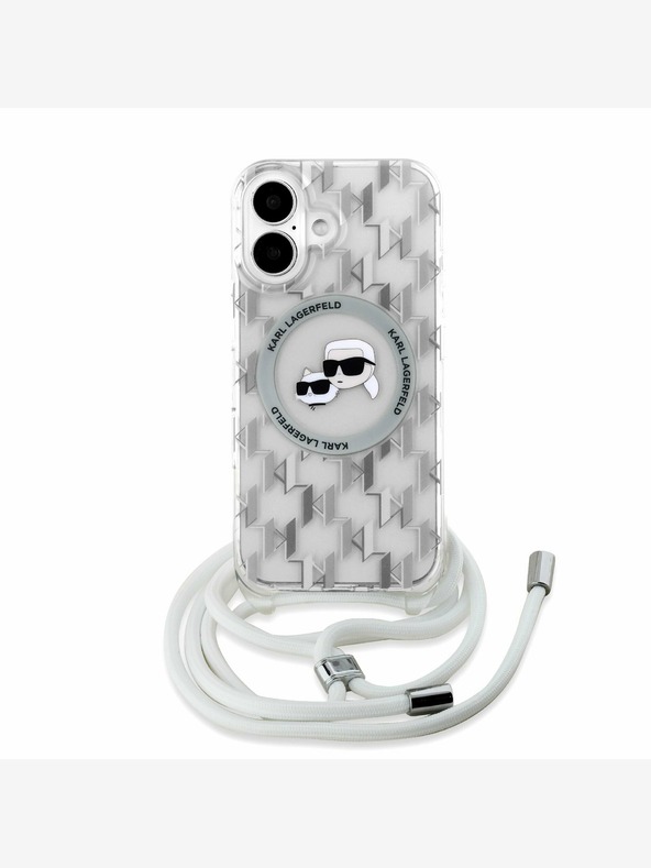 Karl Lagerfeld Karl Lagerfeld IML Monogram Crossbody K&CH Heads MagSafe Back Cover für iPhone 16 Transparent