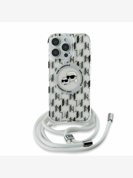 Karl Lagerfeld Karl Lagerfeld IML Monogram Crossbody K&CH Heads MagSafe Back Cover für iPhone 16 Pro Transparent