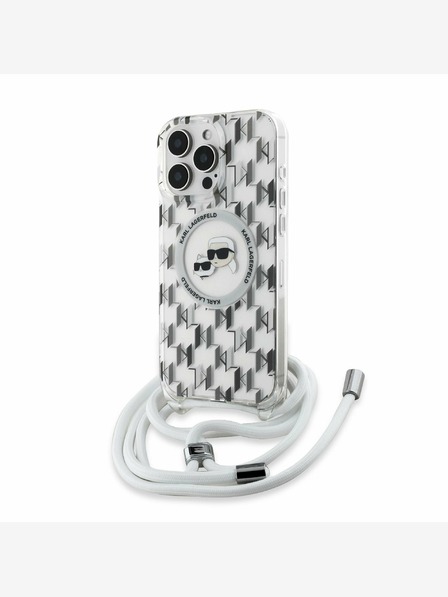 Karl Lagerfeld Karl Lagerfeld IML Monogram Crossbody K&CH Heads MagSafe Back Cover für iPhone 16 Pro Transparent