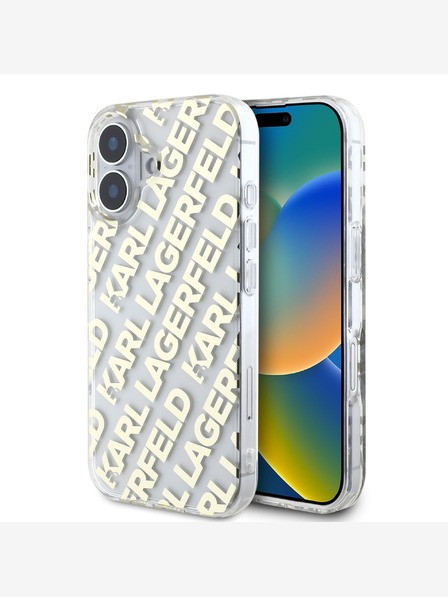 Karl Lagerfeld Karl Lagerfeld IML Electroplated Repeated Logo Back Cover für iPhone 16 Gold
